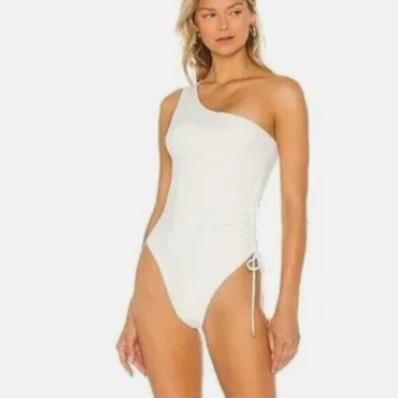 NWT! Jonathan Simkhai White Addyson One Shoulder One Piece Swimsuit NEW! - Picture 3 of 4
